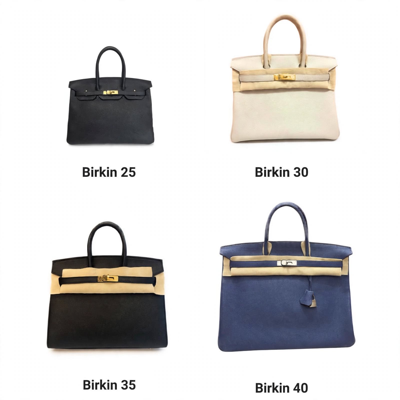 Birkin 25、30、35、40 尺寸比較
